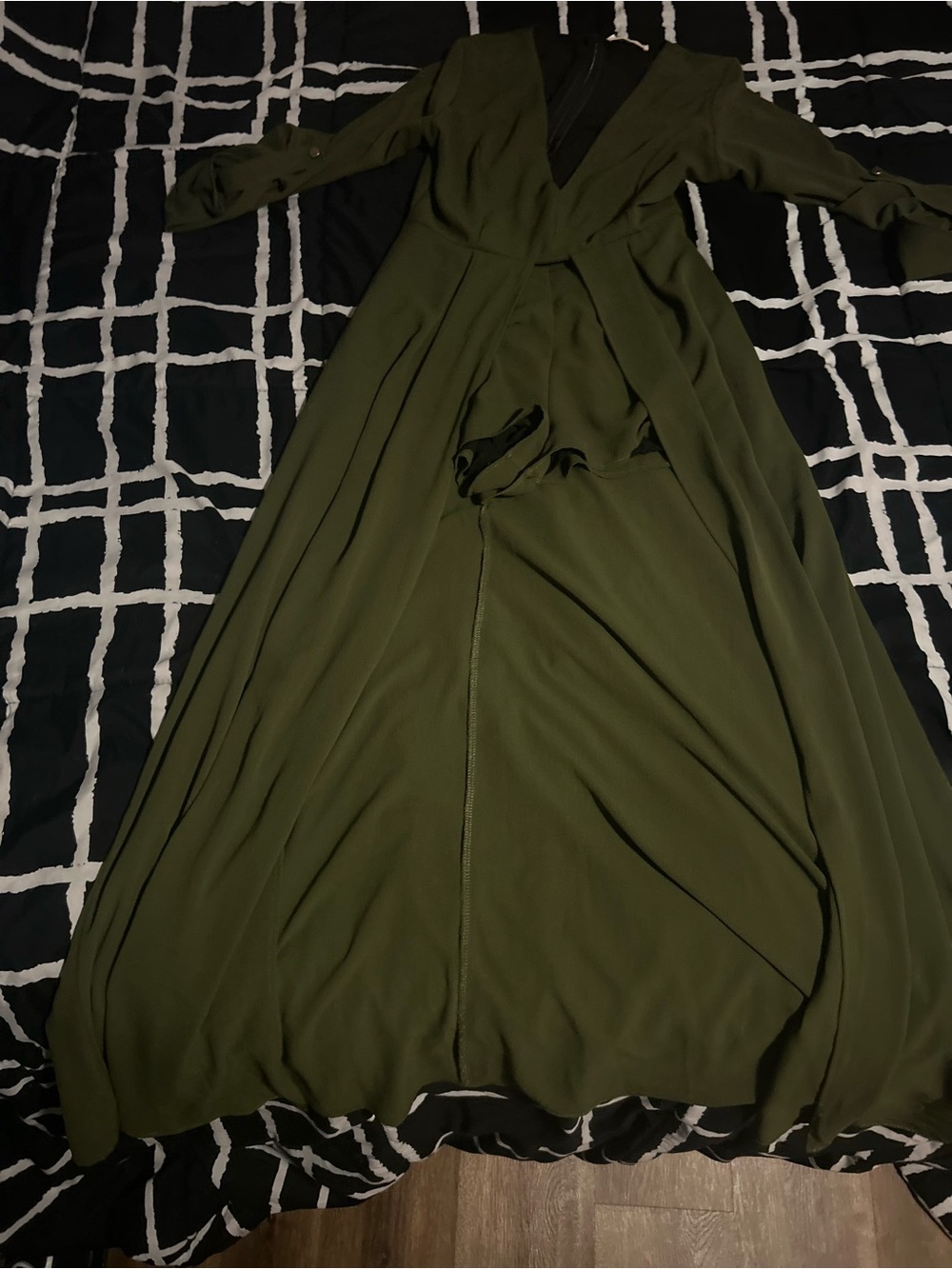 Olive Green Long Sleeve Jumpsuit Romper